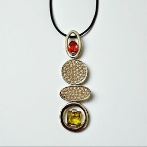 Swarovski Signed Multicolor Crystal Pendant Necklace